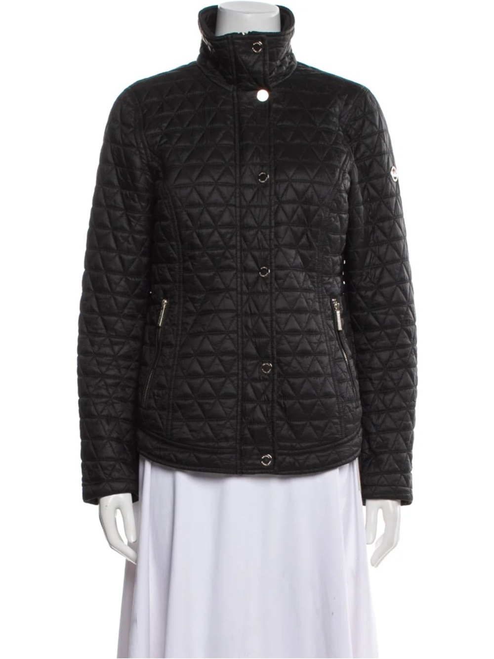 Michael Kors Black Quilted Puffer Jacket with Stand Collar
